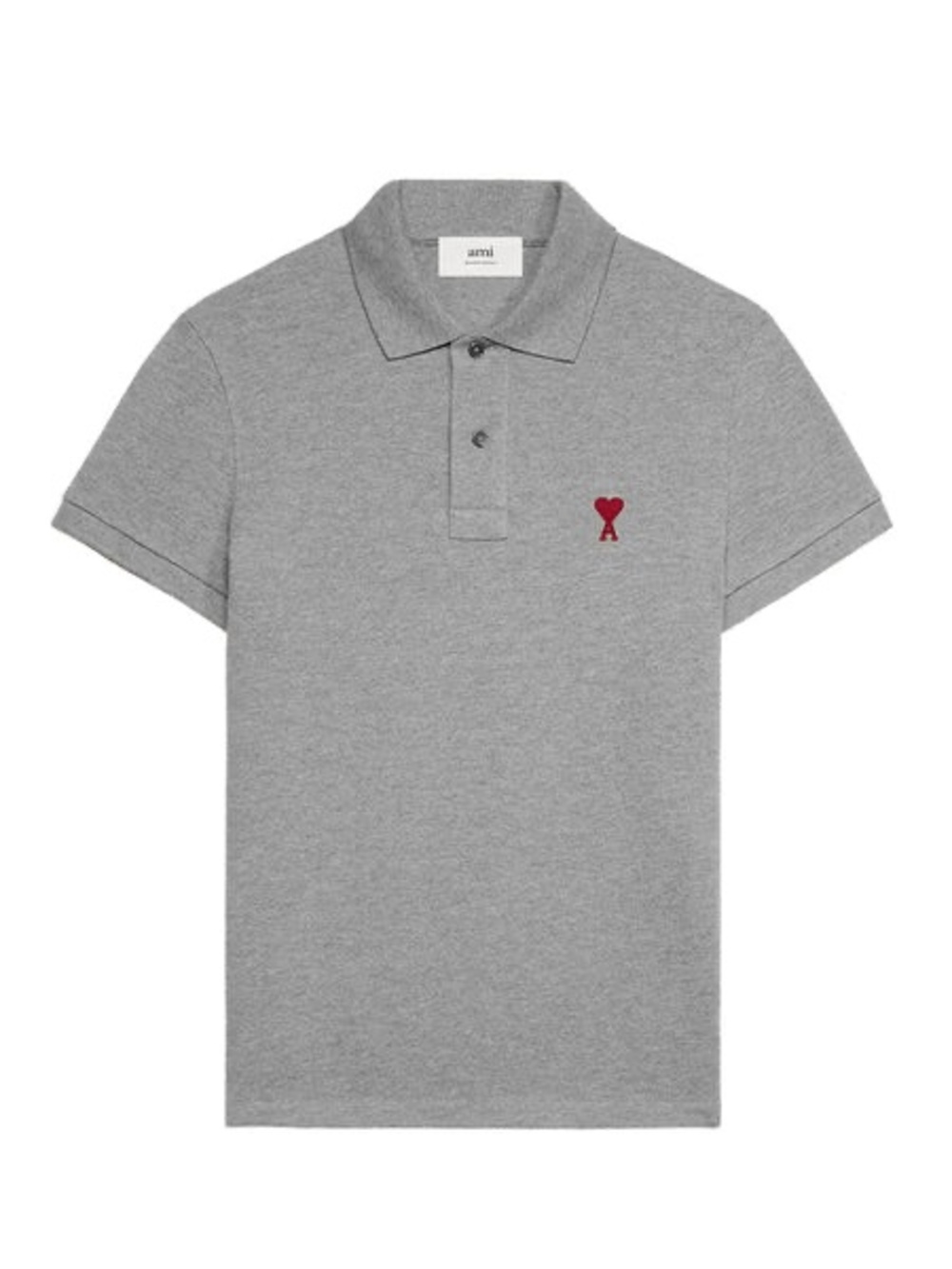 AMI PARIS Men Gray Polo Size S